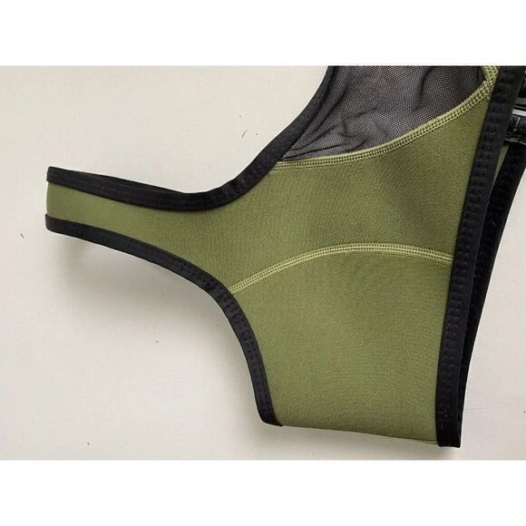 Hoaka Swimwear Bikini Top Neoprene Mesh Army Green Black Women’s Sz S+ - Picture 3 of 10